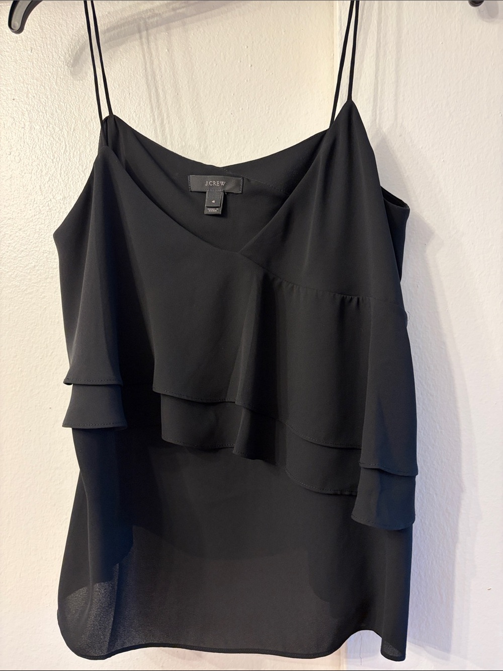 J. Crew Black Layered Ruffle Camisole